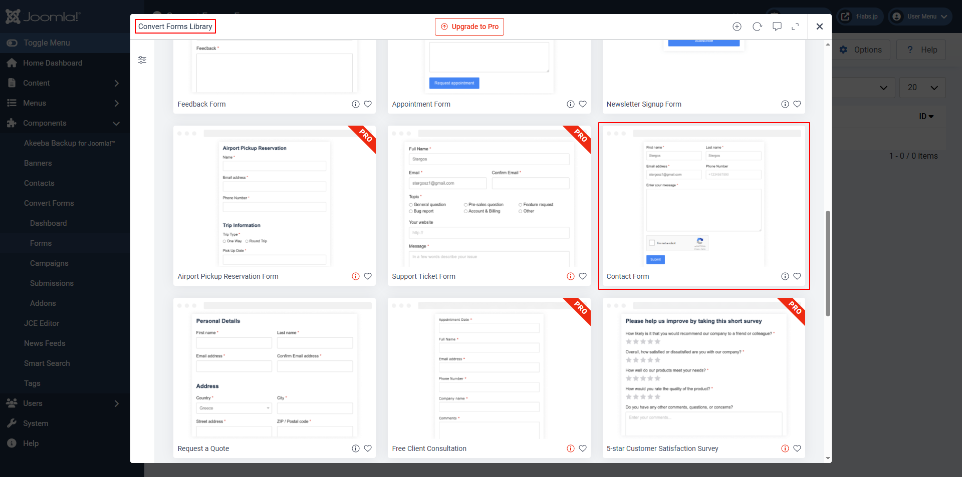 Select Contact Form Select Contact Form