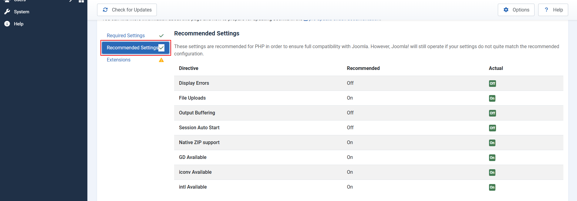Recommended Settingsは問題なし Recommended Settingsは問題なし