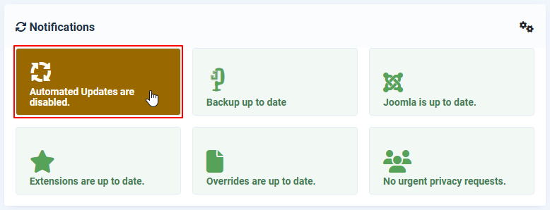 Updates are disabled.をクリック Updates are disabled.をクリック