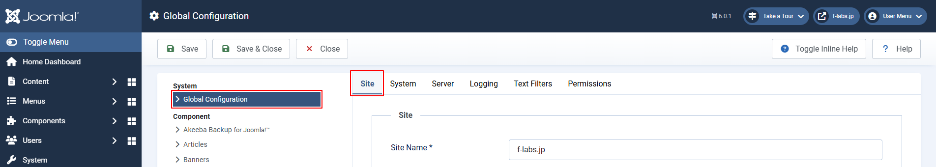 Global Configlationをクリック Global Configlationをクリック
